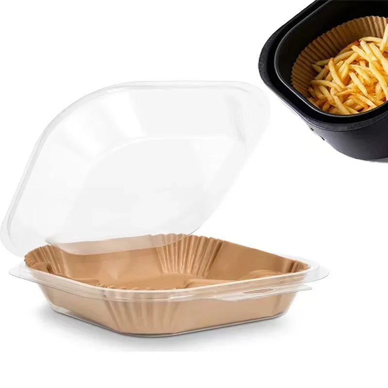 50/100PCS Air Fryer Special Paper Tray Household High Temperature Resistant Oil Absorbing Paper Pad Square Baking Paper Kitchen
