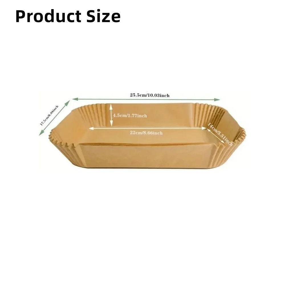 Disposable Air Fryer Paper 50/100pcs Rectangle Kitchen Baking Airfryer Mat Oilproof Micro-wave Barbecue Baking Paper Accessories