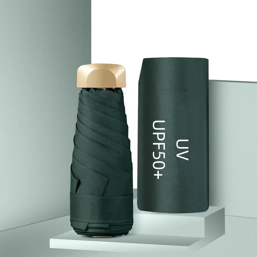 UPF50+ Umbrella Mini Pocket Sun Shade Umbrella Portable Vinyl Folding Rain Travel Umbrella UV Protection Parasol Capsule