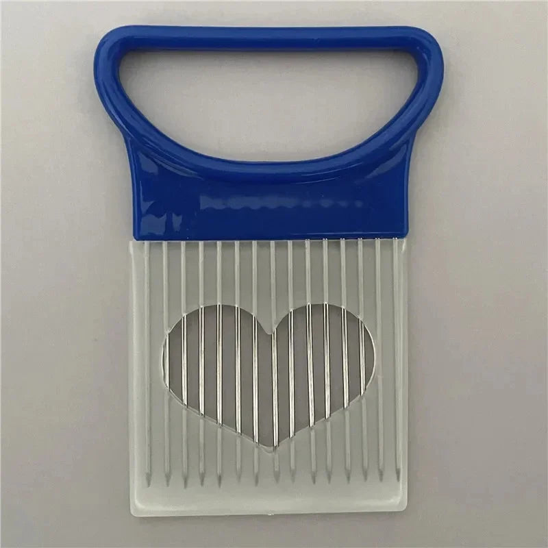 Stainless Steel Onion Cutter Holder Food Slicers Assistant Tomato Onion Slicer Holder Vegetables Cutting Fork Kitchen Gadgets
